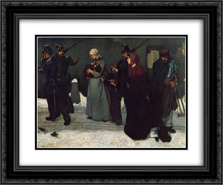 What is Called Vagrancy or, The Hunters of Vincennes 24x20 Black Ornate Wood Framed Art Print Poster with Double Matting by Stevens, Alfred