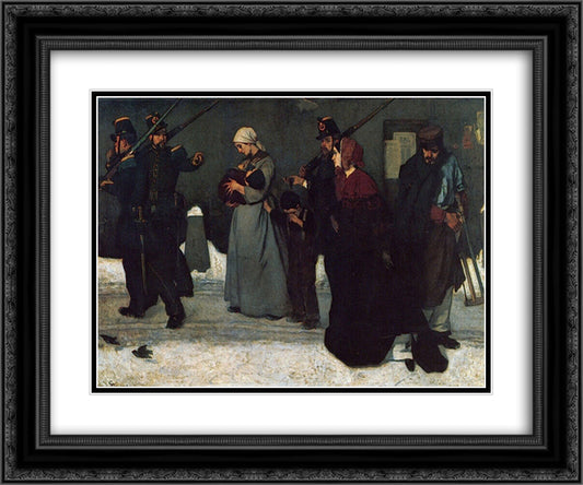 What is Called Vagrancy or, The Hunters of Vincennes 24x20 Black Ornate Wood Framed Art Print Poster with Double Matting by Stevens, Alfred