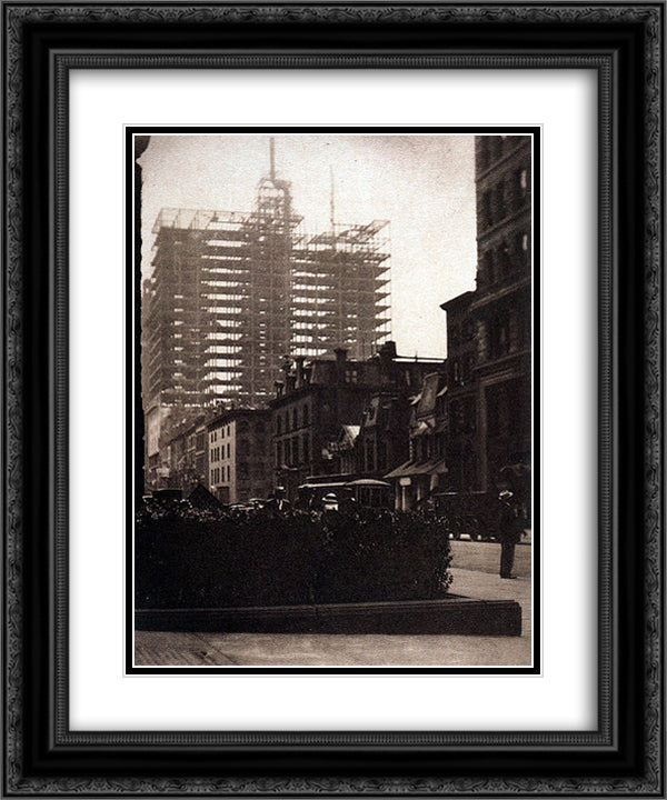 Old and New New York 20x24 Black Ornate Wood Framed Art Print Poster with Double Matting by Stieglitz, Alfred
