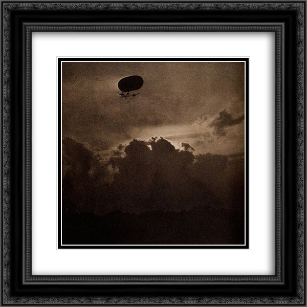 The Dirigible 20x20 Black Ornate Wood Framed Art Print Poster with Double Matting by Stieglitz, Alfred