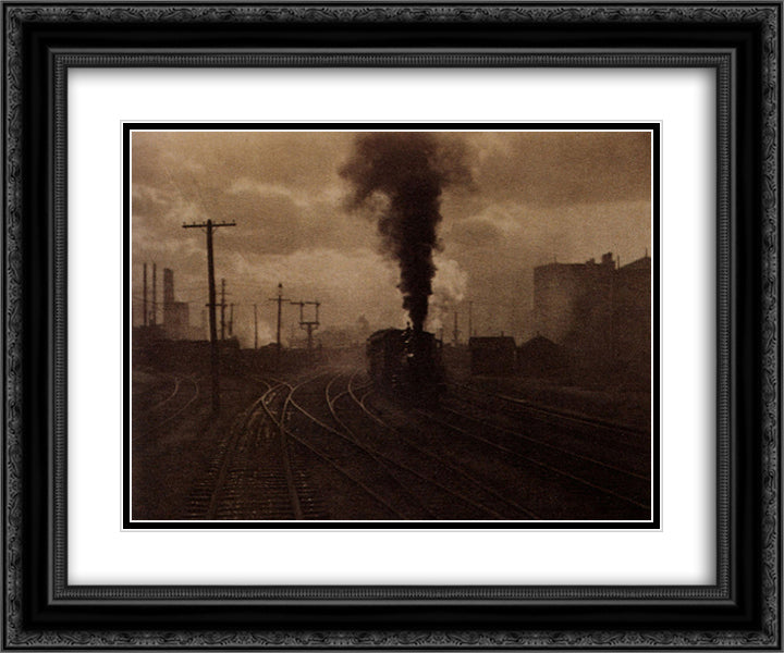 The Hand of Man 24x20 Black Ornate Wood Framed Art Print Poster with Double Matting by Stieglitz, Alfred