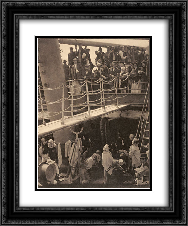 The Steerage 20x24 Black Ornate Wood Framed Art Print Poster with Double Matting by Stieglitz, Alfred