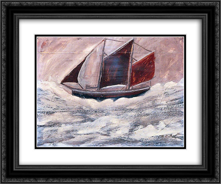 Boat 24x20 Black Ornate Wood Framed Art Print Poster with Double Matting by Wallis, Alfred