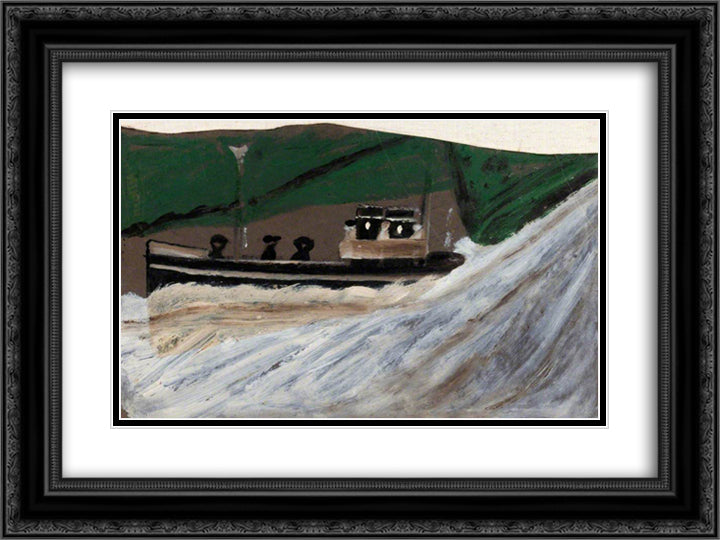 Boat with Figures 24x18 Black Ornate Wood Framed Art Print Poster with Double Matting by Wallis, Alfred