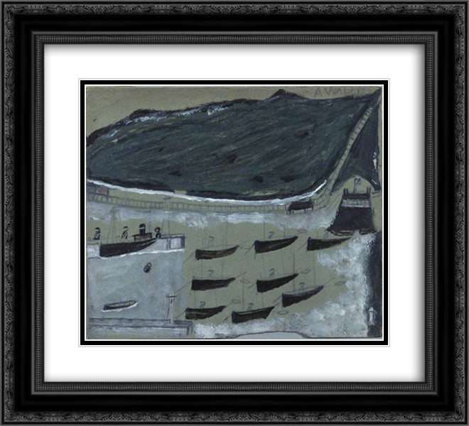 Boats at Rest in Mount's Bay 22x20 Black Ornate Wood Framed Art Print Poster with Double Matting by Wallis, Alfred