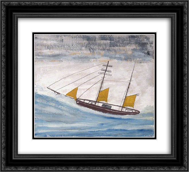Fishing Boat with Two Masts and Yellow Sails 22x20 Black Ornate Wood Framed Art Print Poster with Double Matting by Wallis, Alfred