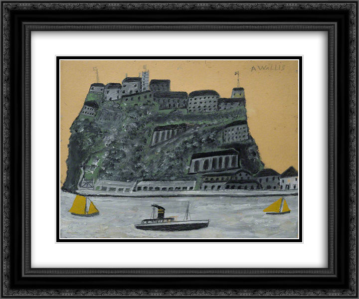 Gibraltar 24x20 Black Ornate Wood Framed Art Print Poster with Double Matting by Wallis, Alfred