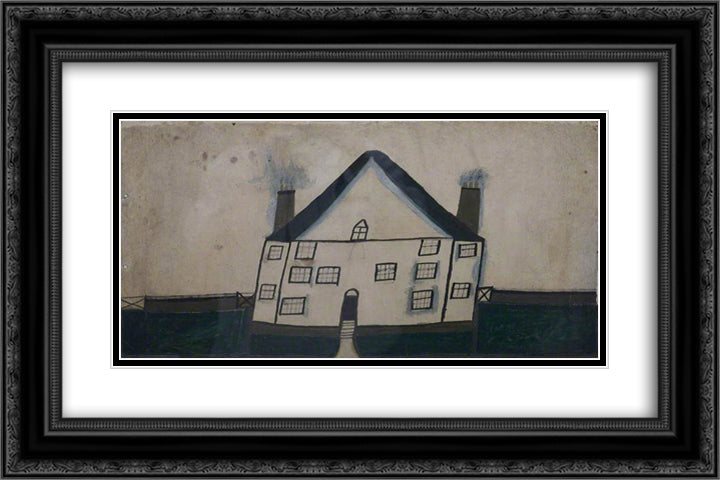 House 24x16 Black Ornate Wood Framed Art Print Poster with Double Matting by Wallis, Alfred