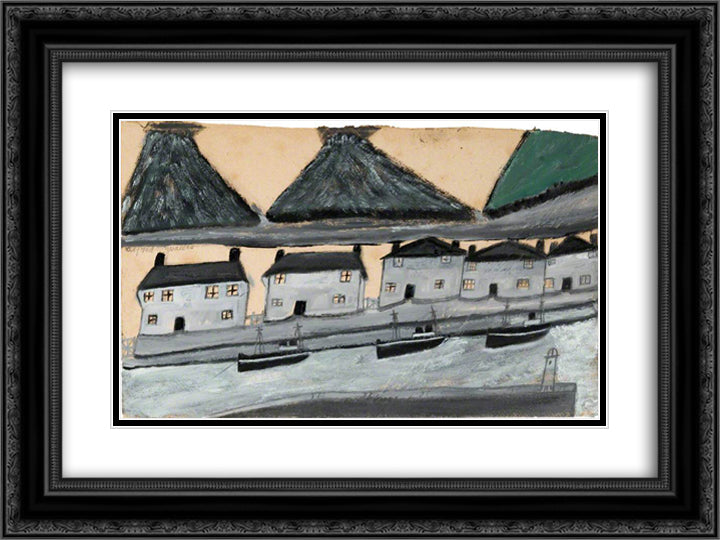 Houses and Kilns 24x18 Black Ornate Wood Framed Art Print Poster with Double Matting by Wallis, Alfred