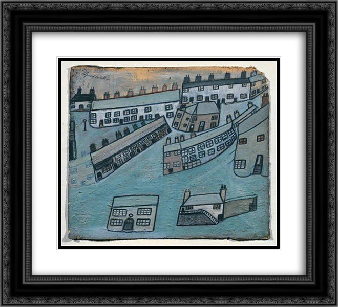 Houses at St Ives, Cornwall 22x20 Black Ornate Wood Framed Art Print Poster with Double Matting by Wallis, Alfred