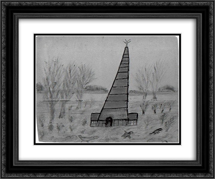 Knill's Monument 24x20 Black Ornate Wood Framed Art Print Poster with Double Matting by Wallis, Alfred