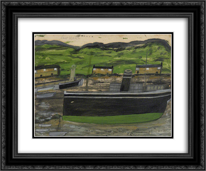 Low Water 24x20 Black Ornate Wood Framed Art Print Poster with Double Matting by Wallis, Alfred