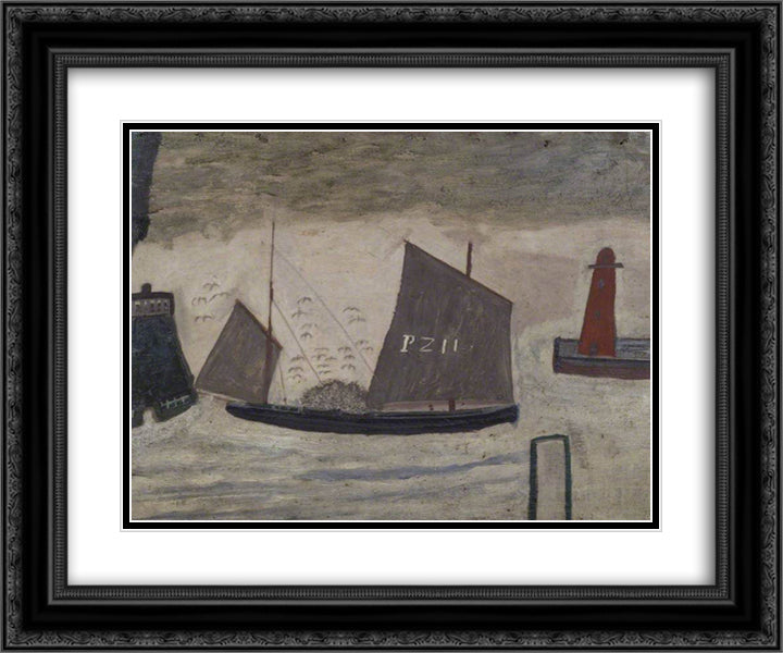 P. Z. 11 24x20 Black Ornate Wood Framed Art Print Poster with Double Matting by Wallis, Alfred