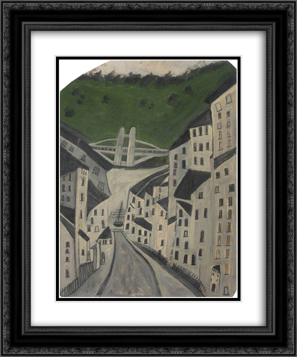 Saltash 20x24 Black Ornate Wood Framed Art Print Poster with Double Matting by Wallis, Alfred