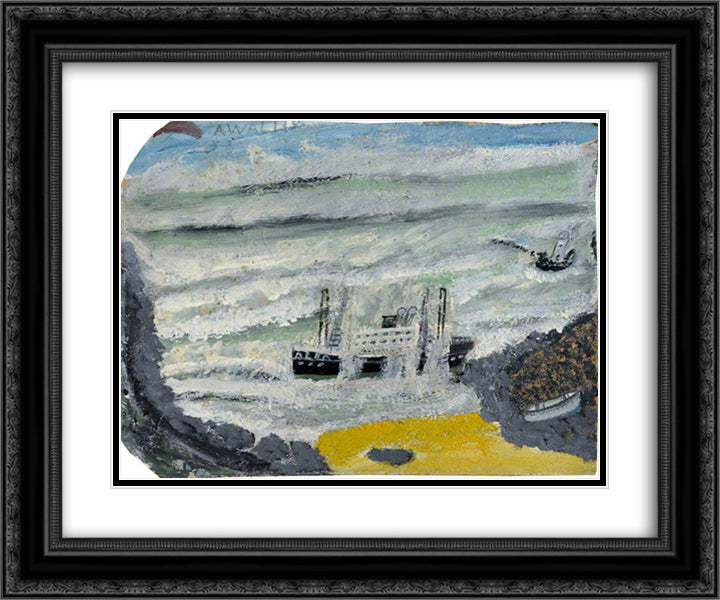 Shipwreck 2, the Wreck of the 'Alba 24x20 Black Ornate Wood Framed Art Print Poster with Double Matting by Wallis, Alfred