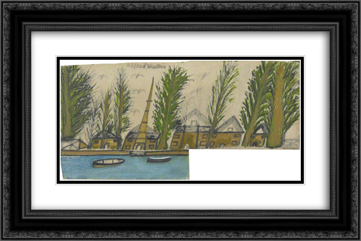 Shoreline 24x16 Black Ornate Wood Framed Art Print Poster with Double Matting by Wallis, Alfred