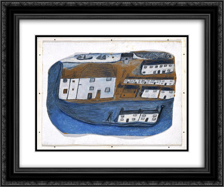 St Ives 24x20 Black Ornate Wood Framed Art Print Poster with Double Matting by Wallis, Alfred