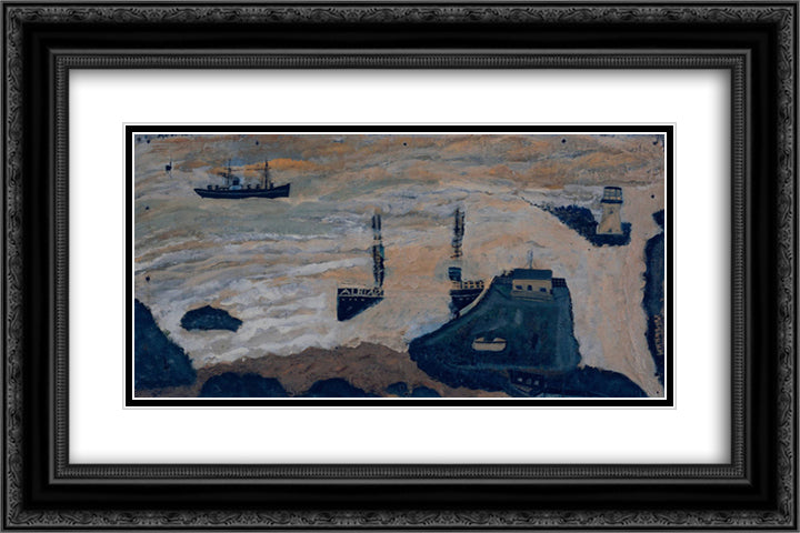 Wreck of the Alba 24x16 Black Ornate Wood Framed Art Print Poster with Double Matting by Wallis, Alfred