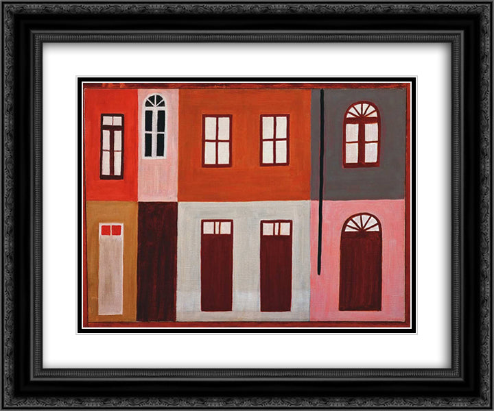 Casas 24x20 Black Ornate Wood Framed Art Print Poster with Double Matting by Volpi, Alfredo