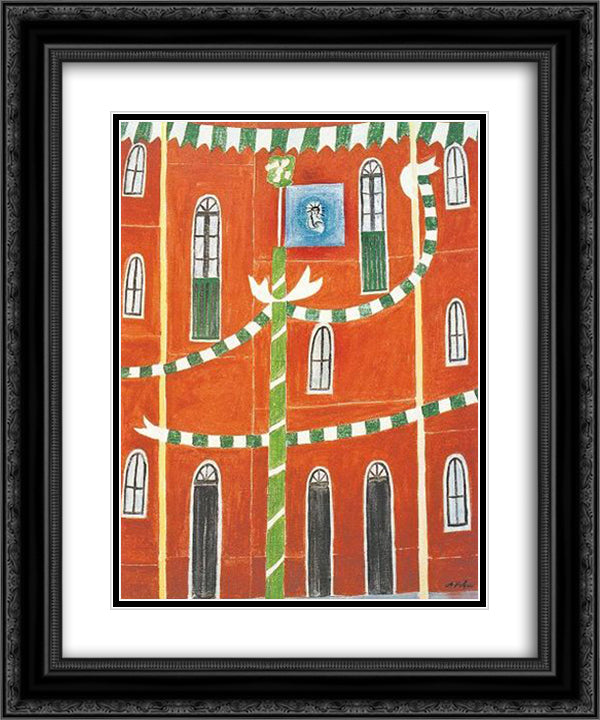 Festa de Sao Joao 20x24 Black Ornate Wood Framed Art Print Poster with Double Matting by Volpi, Alfredo