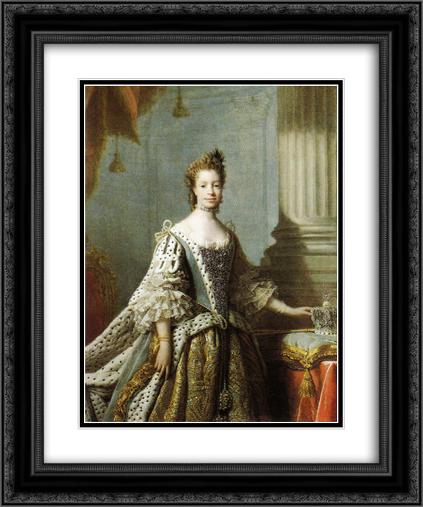 Charlotte Sophia of Mecklenburg-Strelitz 20x24 Black Ornate Wood Framed Art Print Poster with Double Matting by Ramsay, Allan