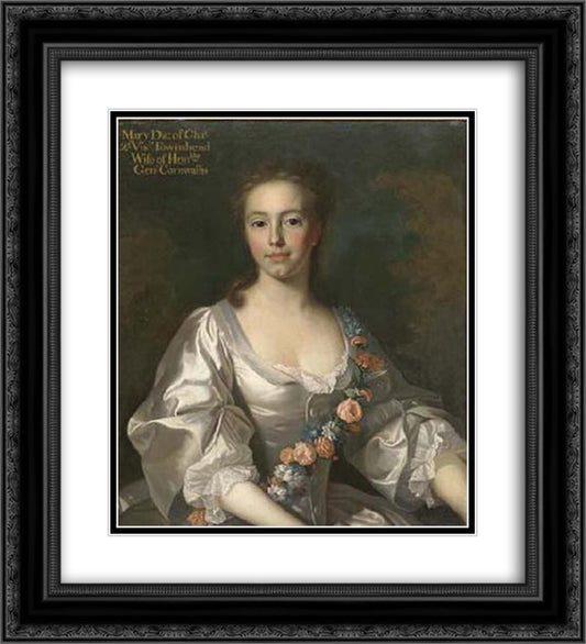 Hon. Mary Townshend, the daughter of Charles Townshend, 2nd Viscount Townshend of Raynham and Dorothy Walpole 20x22 Black Ornate Wood Framed Art Print Poster with Double Matting by Ramsay, Allan