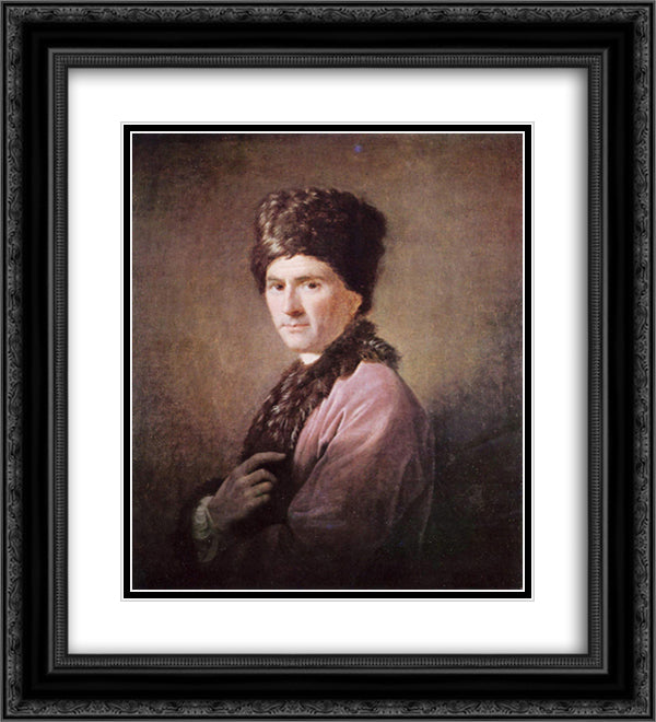 Jean Jacques Rousseau 20x22 Black Ornate Wood Framed Art Print Poster with Double Matting by Ramsay, Allan