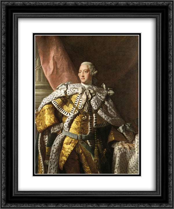 King George III 20x24 Black Ornate Wood Framed Art Print Poster with Double Matting by Ramsay, Allan