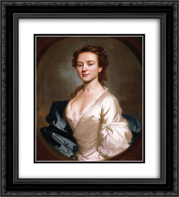 Miss Craigie 20x22 Black Ornate Wood Framed Art Print Poster with Double Matting by Ramsay, Allan