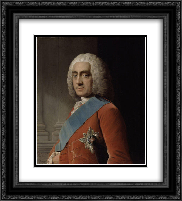 Philip Dormer Stanhope, 4th Earl of Chesterfield 20x22 Black Ornate Wood Framed Art Print Poster with Double Matting by Ramsay, Allan