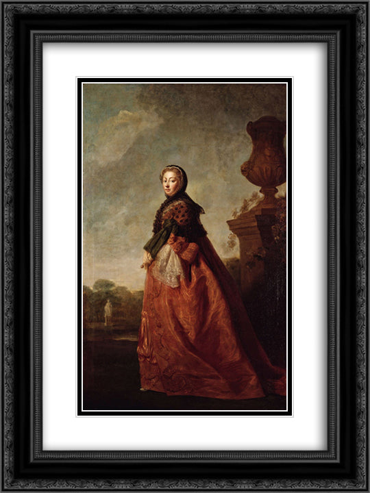 Portrait of Augusta of Saxe Gotha, Princess of Wales 18x24 Black Ornate Wood Framed Art Print Poster with Double Matting by Ramsay, Allan