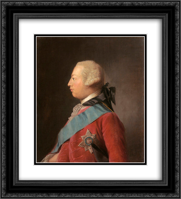 Portrait of King George III 20x22 Black Ornate Wood Framed Art Print Poster with Double Matting by Ramsay, Allan