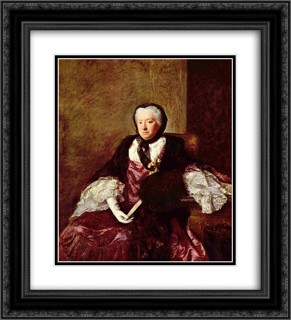 Portrait of Mary Atkins (Mrs. Martin) 20x22 Black Ornate Wood Framed Art Print Poster with Double Matting by Ramsay, Allan