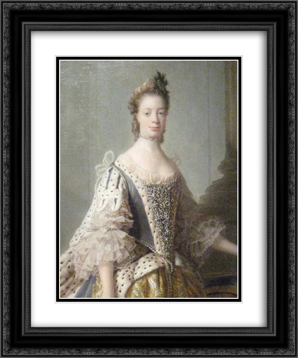 Portrait of Sophia Charlotte of Mecklenburg-Strelitz, wife of King George III 20x24 Black Ornate Wood Framed Art Print Poster with Double Matting by Ramsay, Allan