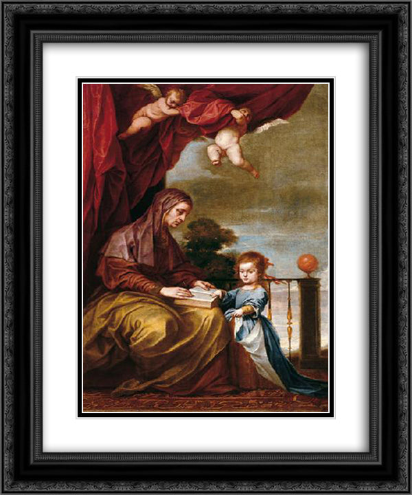 Education of the Virgin 20x24 Black Ornate Wood Framed Art Print Poster with Double Matting by Cano, Alonzo