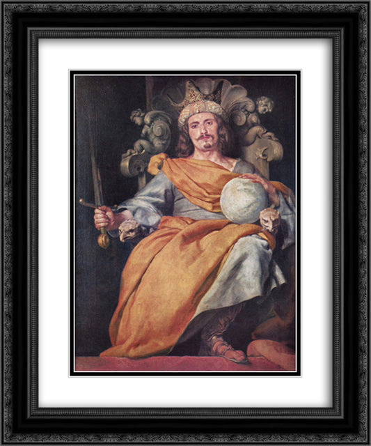 Ideal portrait of a Spanish King 20x24 Black Ornate Wood Framed Art Print Poster with Double Matting by Cano, Alonzo