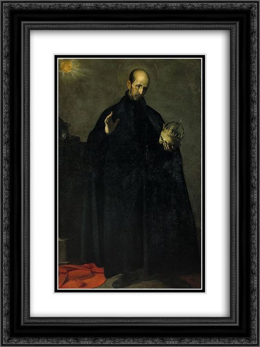 San Francisco de Borja (Saint Francis Borgia) 18x24 Black Ornate Wood Framed Art Print Poster with Double Matting by Cano, Alonzo