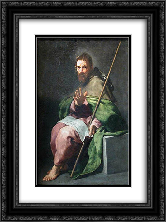 St. James the Greater 18x24 Black Ornate Wood Framed Art Print Poster with Double Matting by Cano, Alonzo