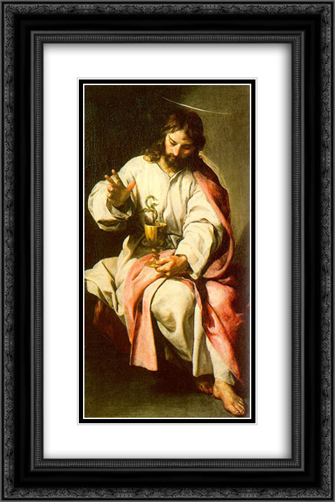 St. John the Evangelist and the Poisoned Cup 16x24 Black Ornate Wood Framed Art Print Poster with Double Matting by Cano, Alonzo
