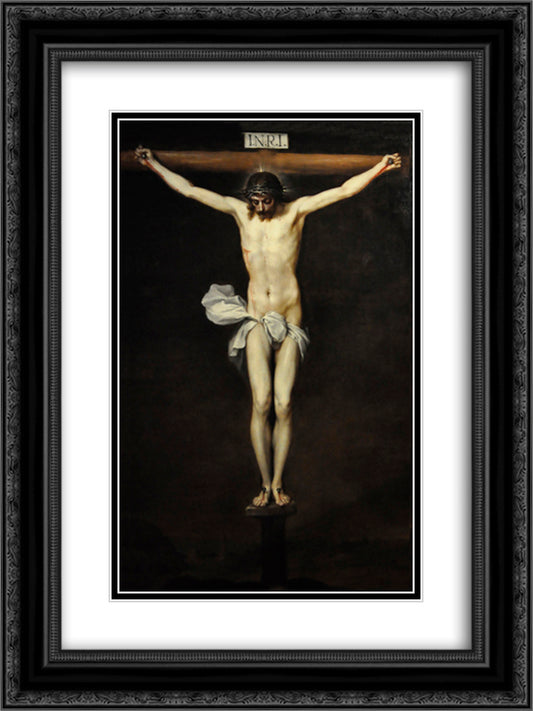 The Crucifixion 18x24 Black Ornate Wood Framed Art Print Poster with Double Matting by Cano, Alonzo