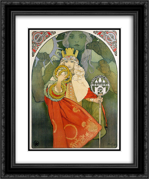 6th Sokol Festival 20x24 Black Ornate Wood Framed Art Print Poster with Double Matting by Mucha, Alphonse