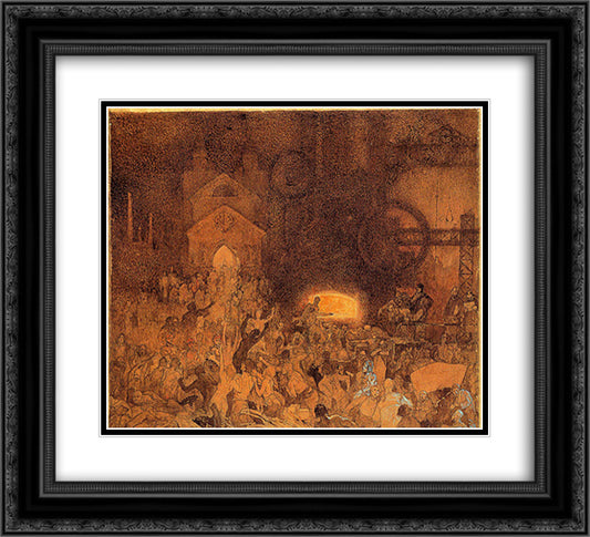 Age of Reason 22x20 Black Ornate Wood Framed Art Print Poster with Double Matting by Mucha, Alphonse