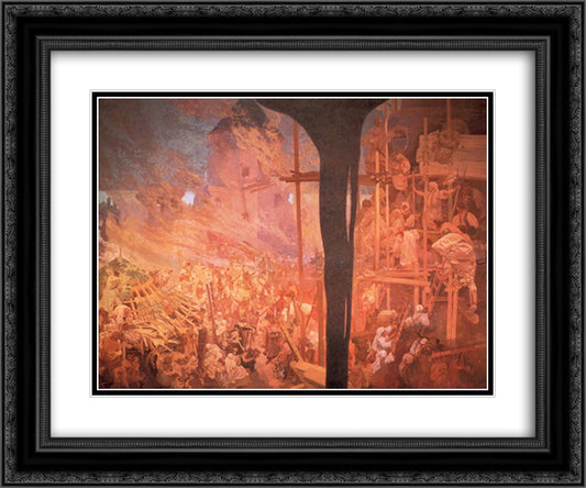 Defense of Sziget against the Turks 24x20 Black Ornate Wood Framed Art Print Poster with Double Matting by Mucha, Alphonse