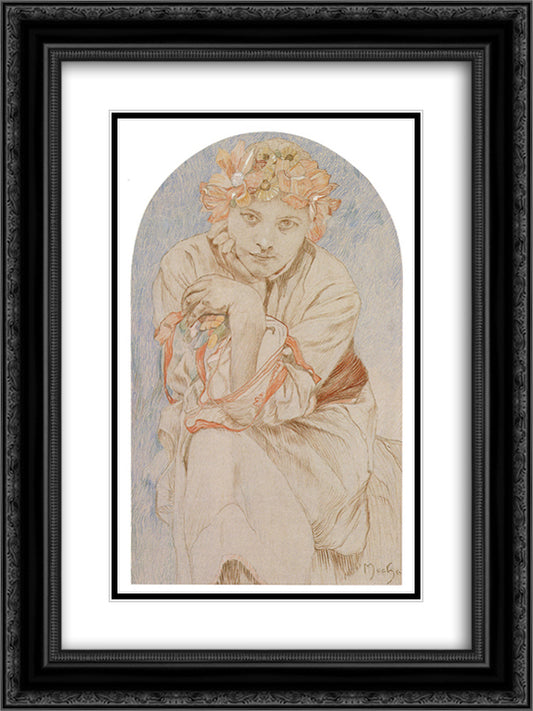 Envisage 18x24 Black Ornate Wood Framed Art Print Poster with Double Matting by Mucha, Alphonse