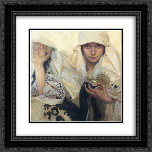 Fate 20x20 Black Ornate Wood Framed Art Print Poster with Double Matting by Mucha, Alphonse