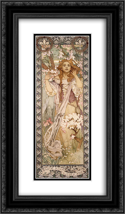 Maude Adams as Joan of Arc 14x24 Black Ornate Wood Framed Art Print Poster with Double Matting by Mucha, Alphonse