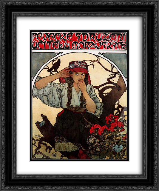 Moravian Teachers Choir 20x24 Black Ornate Wood Framed Art Print Poster with Double Matting by Mucha, Alphonse