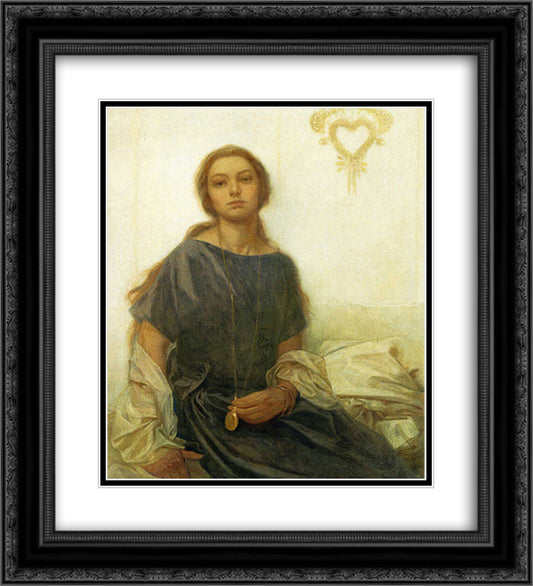 Portrait of Jaroslava 20x22 Black Ornate Wood Framed Art Print Poster with Double Matting by Mucha, Alphonse