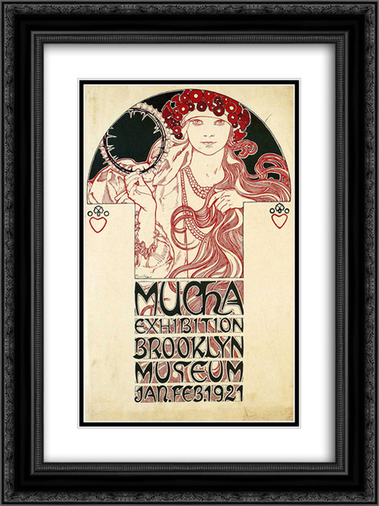 Poster for the Brooklyn Exhibition 18x24 Black Ornate Wood Framed Art Print Poster with Double Matting by Mucha, Alphonse