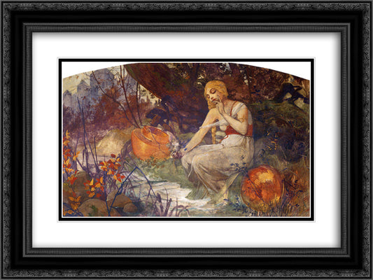 Prophetess 24x18 Black Ornate Wood Framed Art Print Poster with Double Matting by Mucha, Alphonse